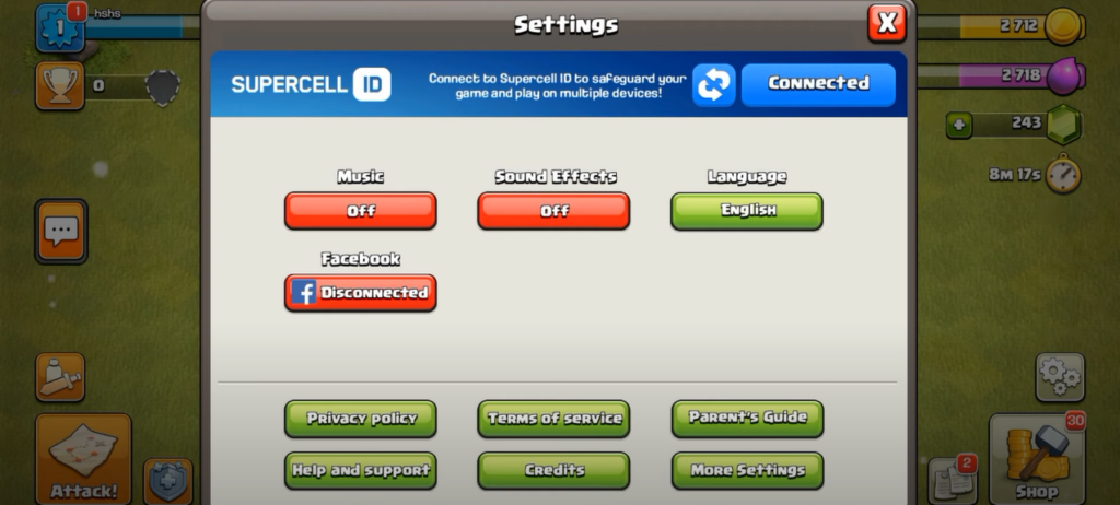 clash of clans account email